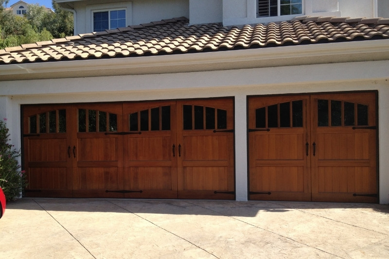 Wood Stained Rustic Garage Door Installation